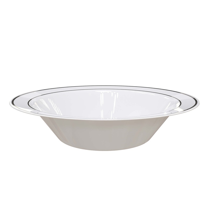 14 Oz. Cream/Gold Line Design Bowls | 10 Count