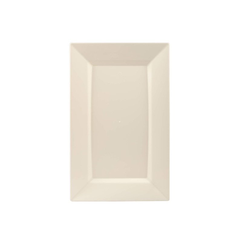 7.5 In. Ivory Rectangular Plastic Plates | 120 Count