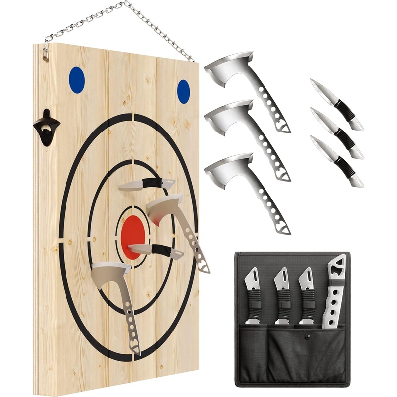 Axe Throwing Board With Axes And Knives