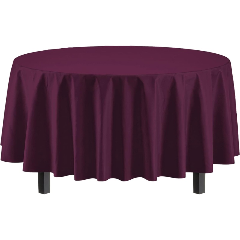 Plum Round Plastic Table Cover