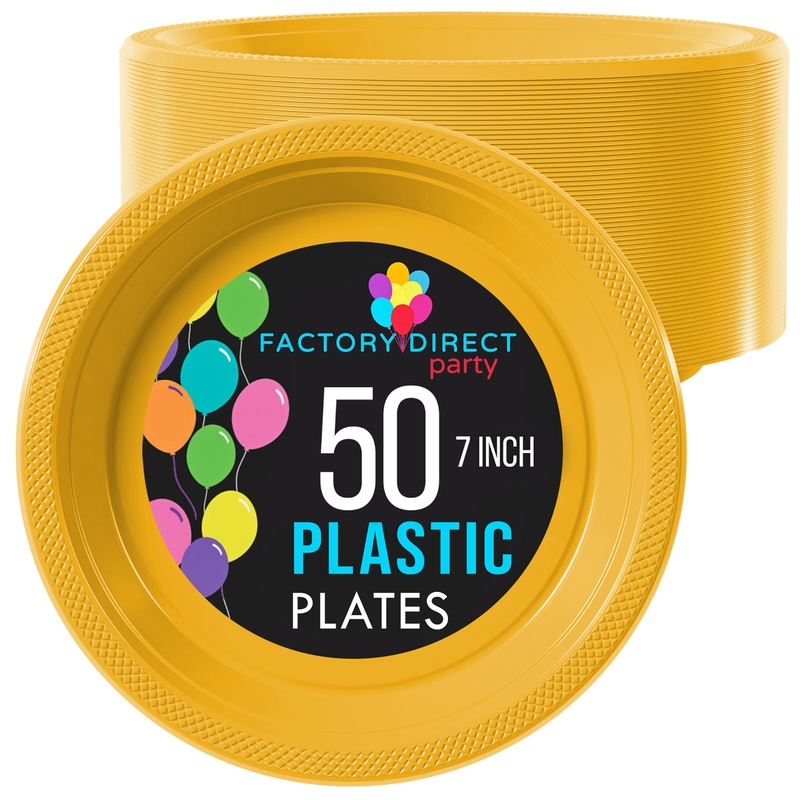 PMA - 7 In. Yellow Plastic Plates - 50 Ct.