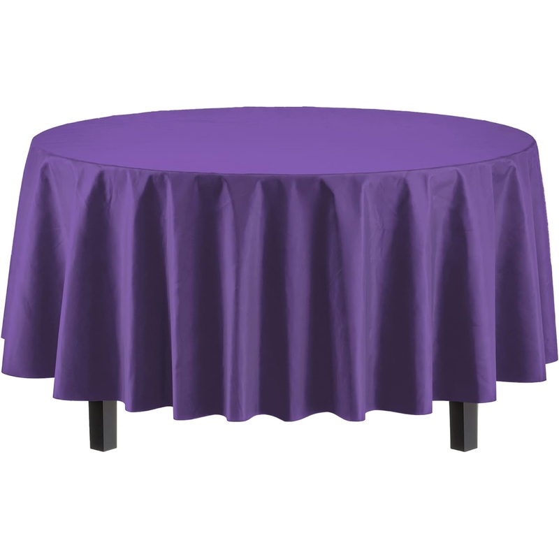 Premium Round Purple Plastic Table Cover