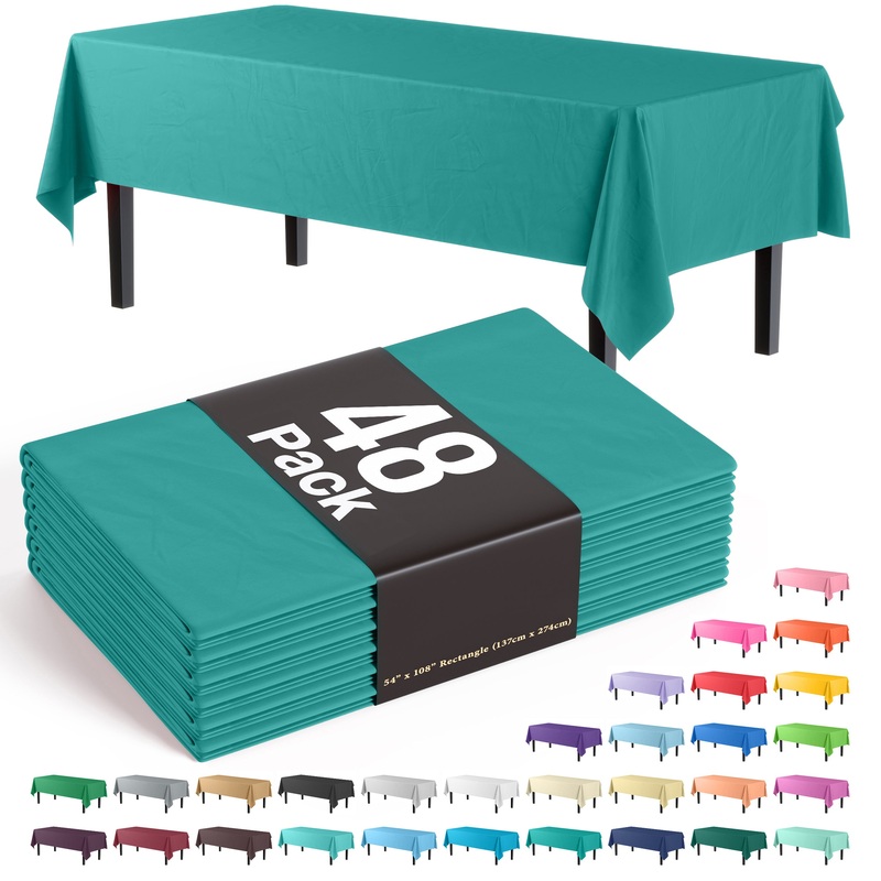 Unleashed - Teal Plastic Table Cover | Case of 48