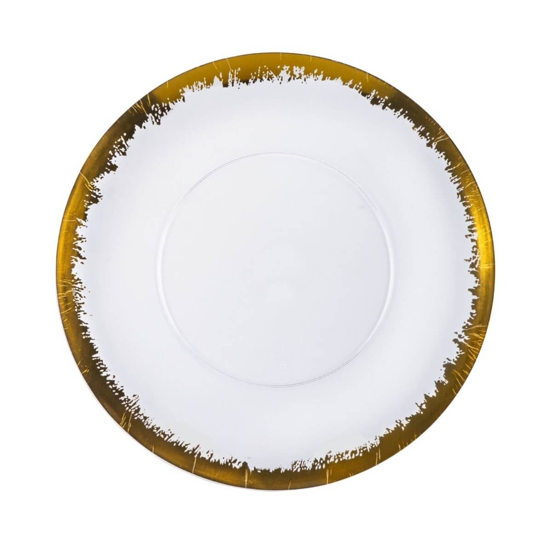 10 In. Gold Scratched Design Plastic Plates | 10 Count