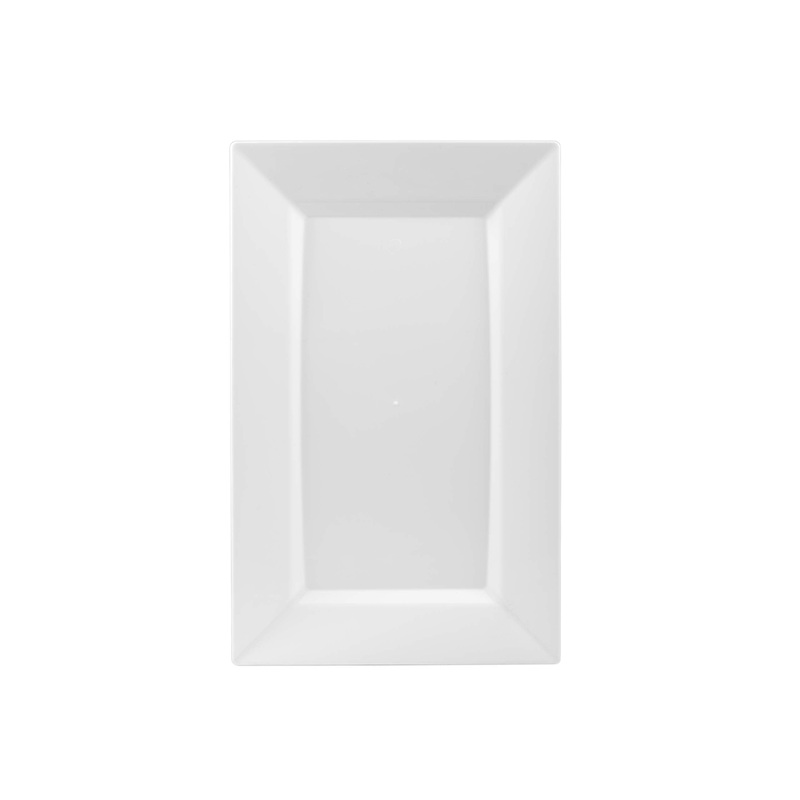11.5 In. White Rectangular Plastic Plates | 120 Count