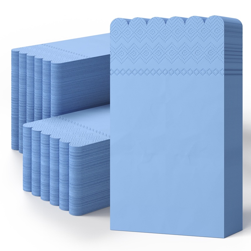 3 Ply Sky Blue Scalloped Napkins - 20 Ct.