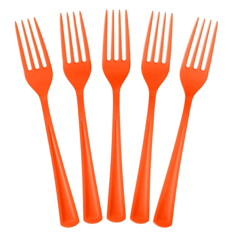 350 Pcs White/Orange Disposable Tableware Set