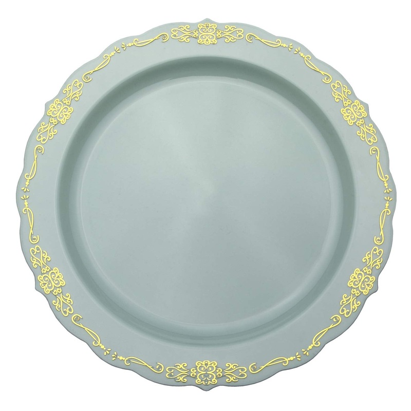 9 In. Robin Blue Victorian Design Plates | 20 Count