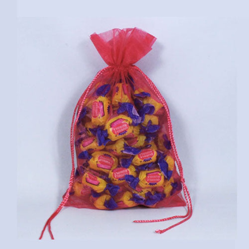 Coral Large Organza Pouch | 6 Count