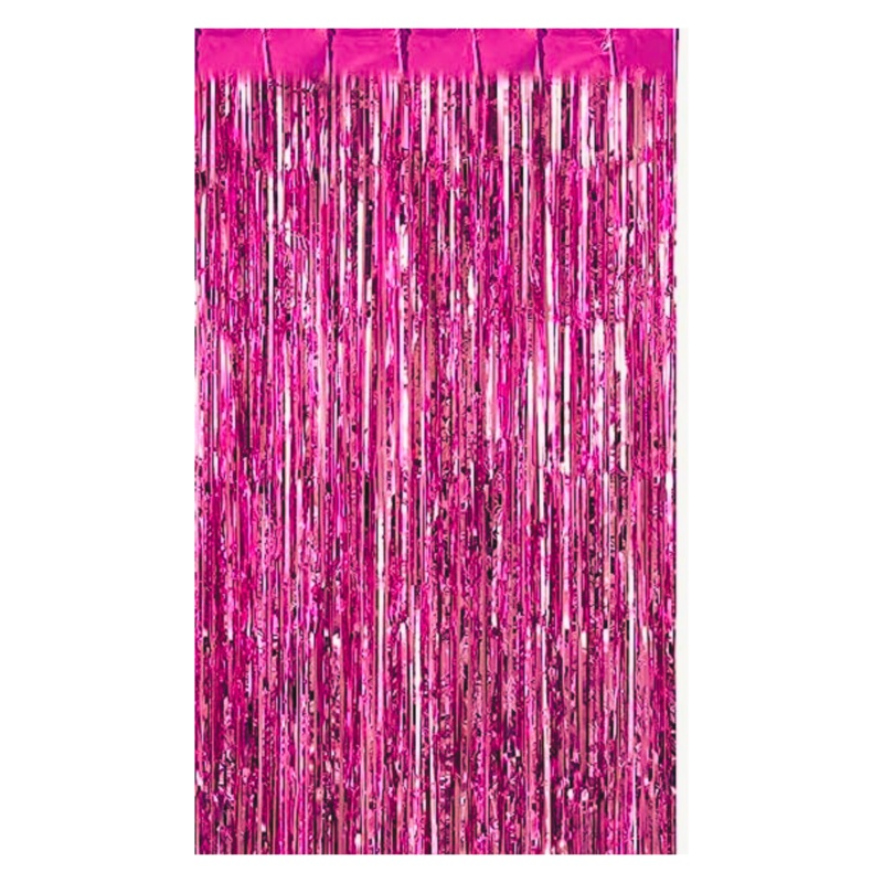 Pink Foil Fringe Curtain 10" x 6" x 0.15" | 1 Count