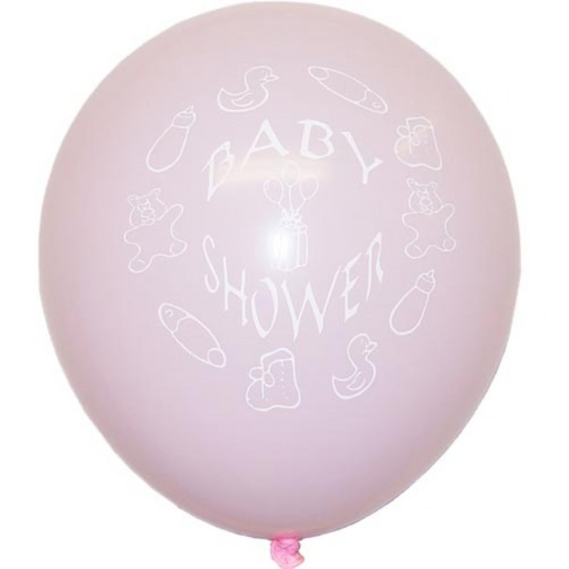 12 In. Pink "Baby Shower" Latex Balloons | 10 Count