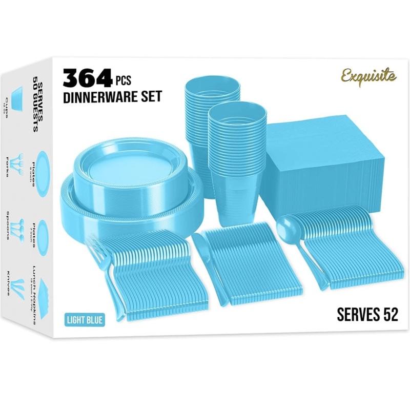 350 Solid Color Tableware Combo - Light Blue