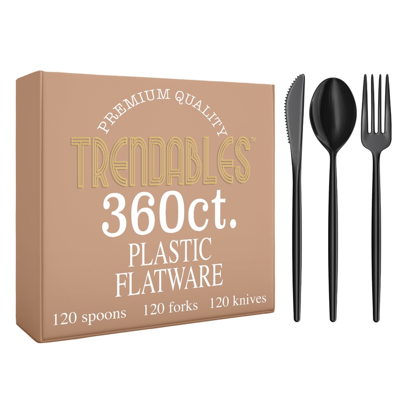 360 Pack Gloss Cutlery Set | Black 120/120/120