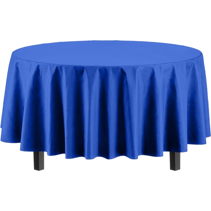 Dark Blue Round Plastic Table Cover