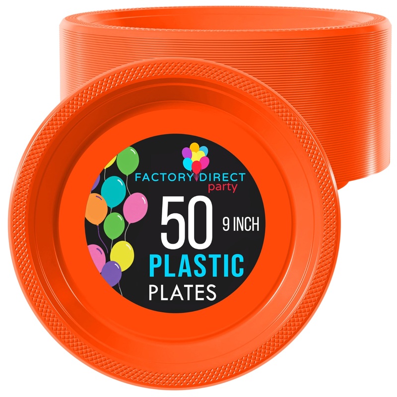 Little Gym - 9 In. Orange Plastic Plates | 50 Count