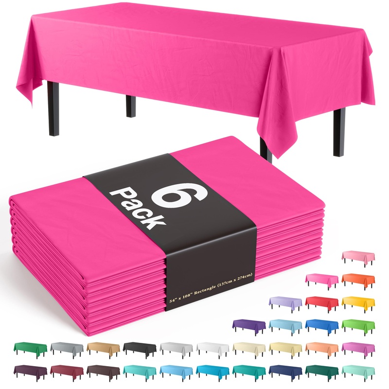 Premium Cerise Plastic Table Covers | 6 Pack