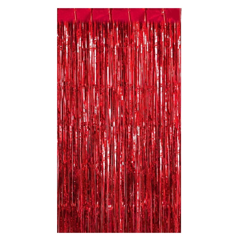 Red Foil Fringe Curtain 10" x 6" x 0.15" | 1 Count