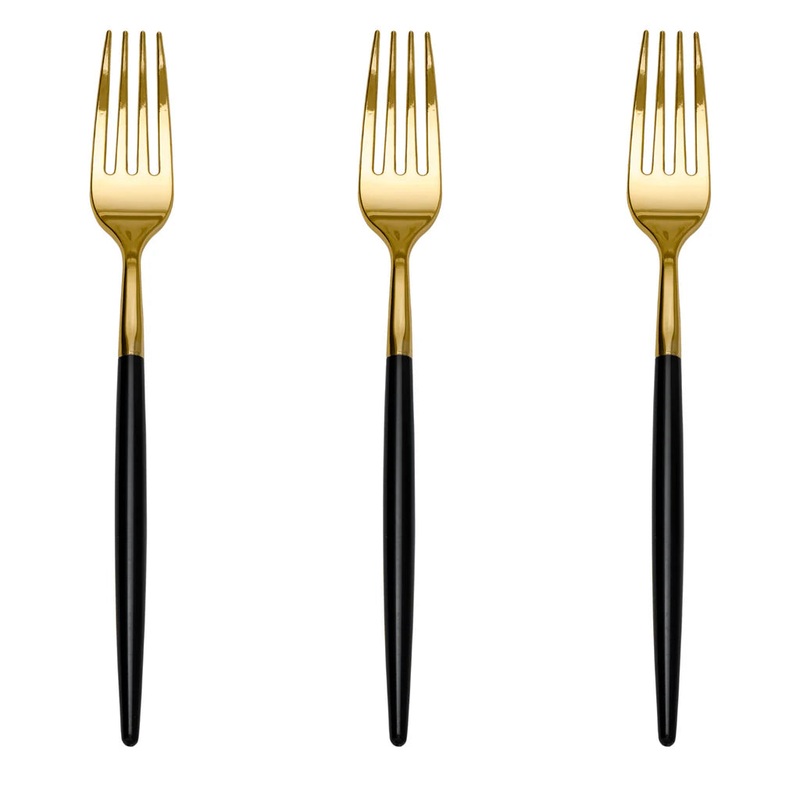Trendables Forks Black/Gold | 120 Count