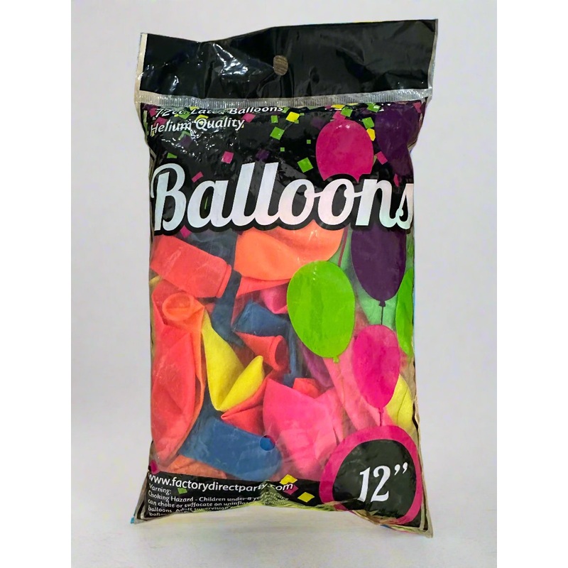 Unleashed - 12 In. Assorted Glow Bulk Pack Latex Balloons | 72 Count