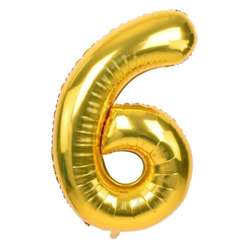 34 In. Gold Number 6 Balloon
