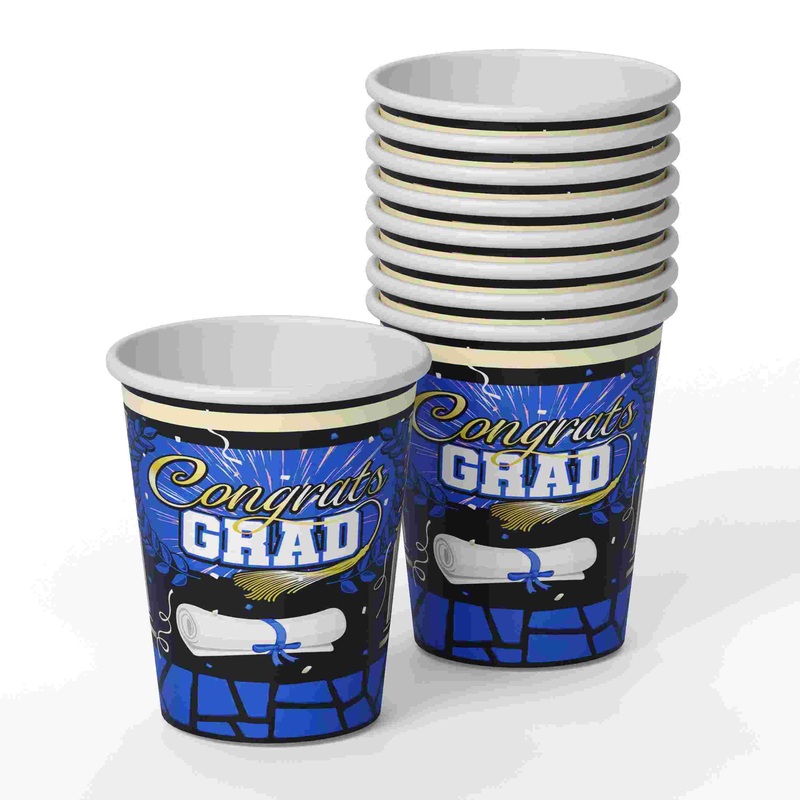9 Oz. White/Blue Graduation Cups | 24 Count