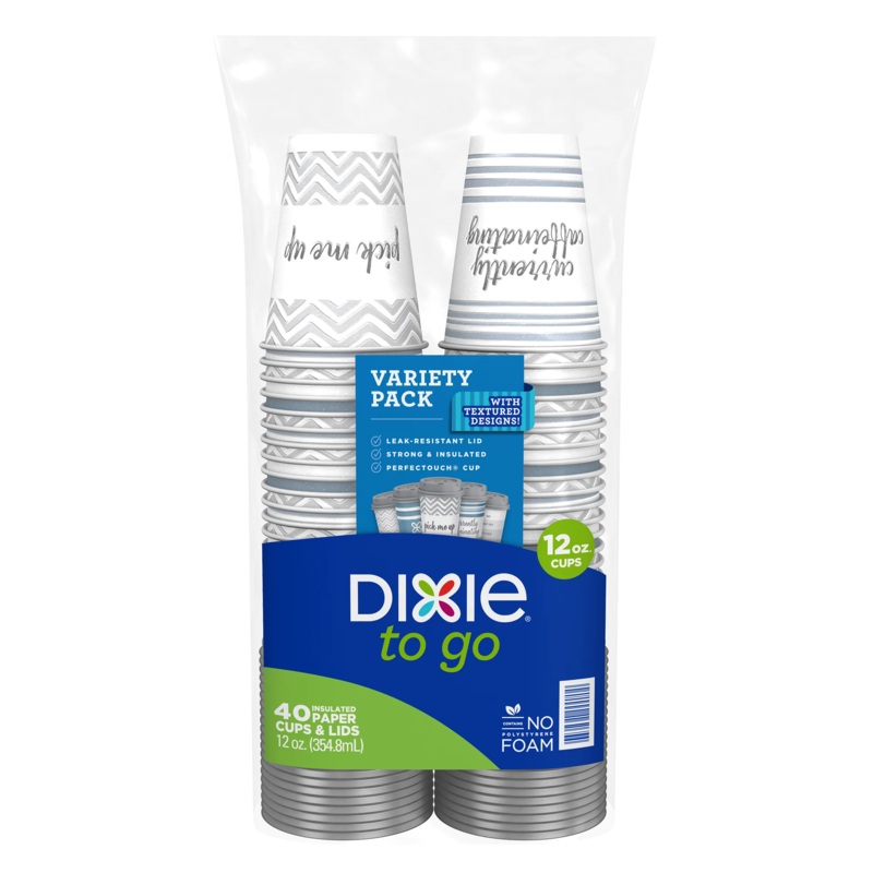 Dixie to go 40 count 12 oz cup with lids