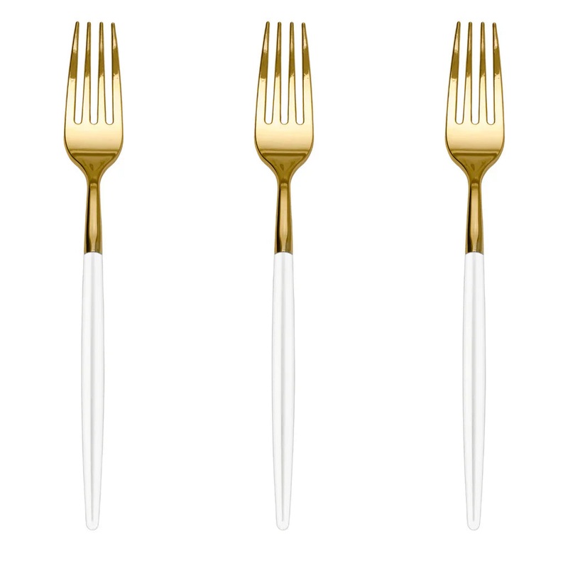 Trendables Forks White/Gold | 480 Count