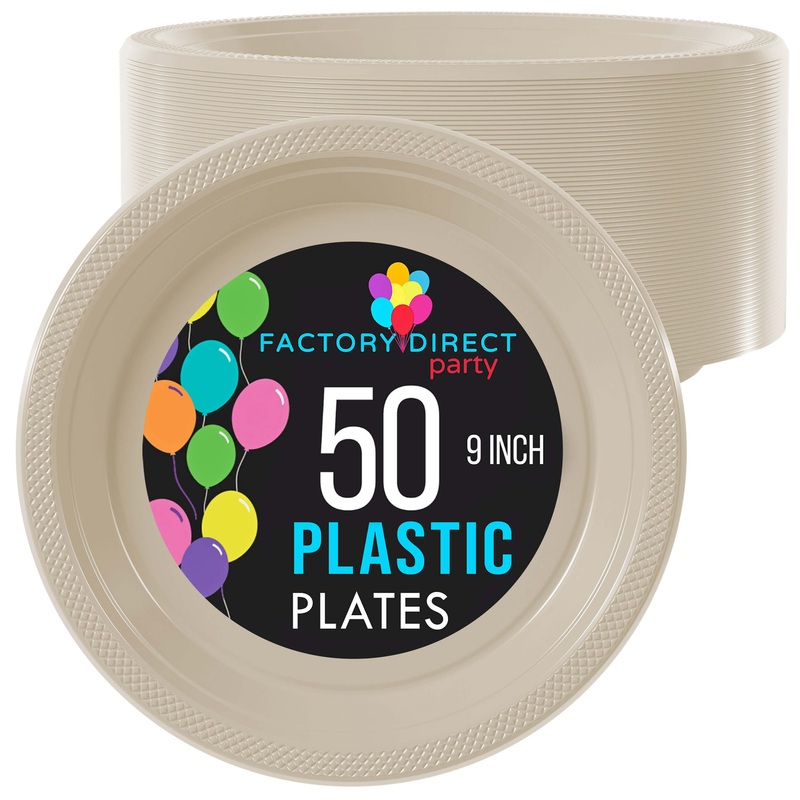 9 In. Ivory Plastic Plates | 50 Count
