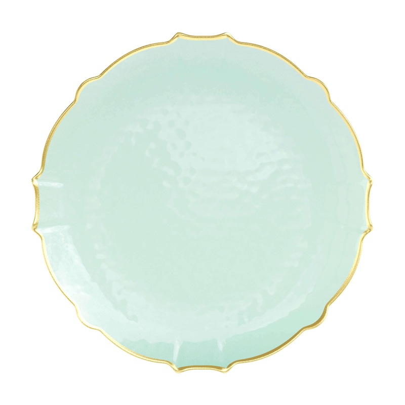 9 In. Mint/Gold Petal Plates | 120 Count
