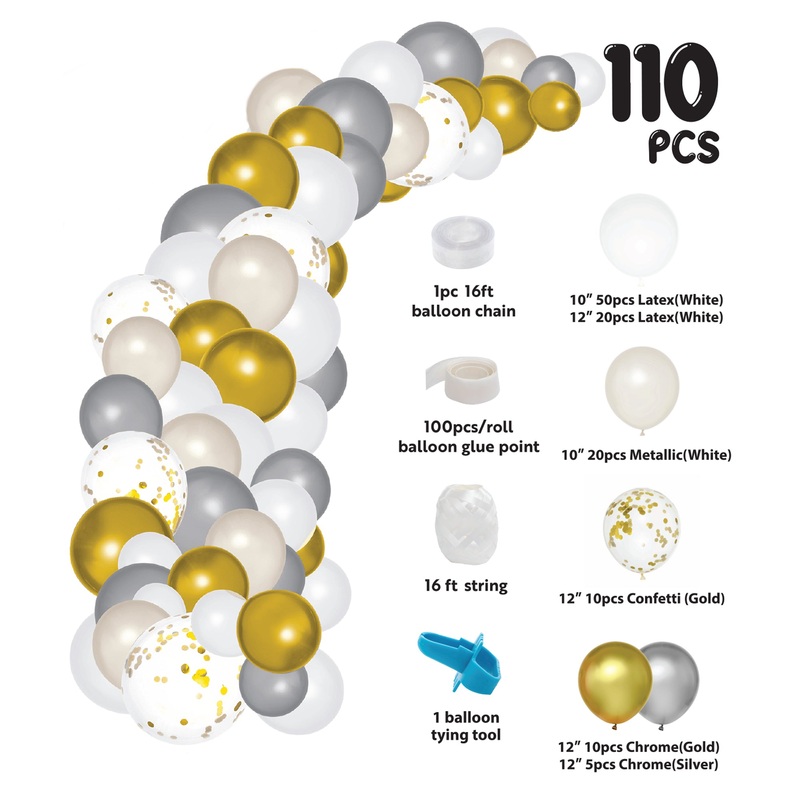 DIY Confetti Balloon Garland - 16 ft White