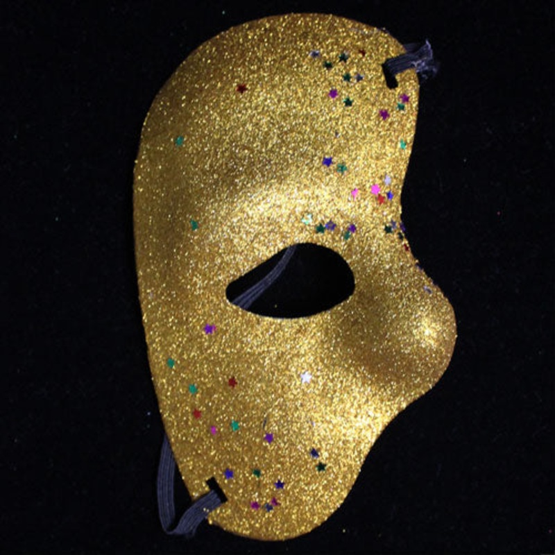 Gold Half Face Glitter Mask | 2 Count