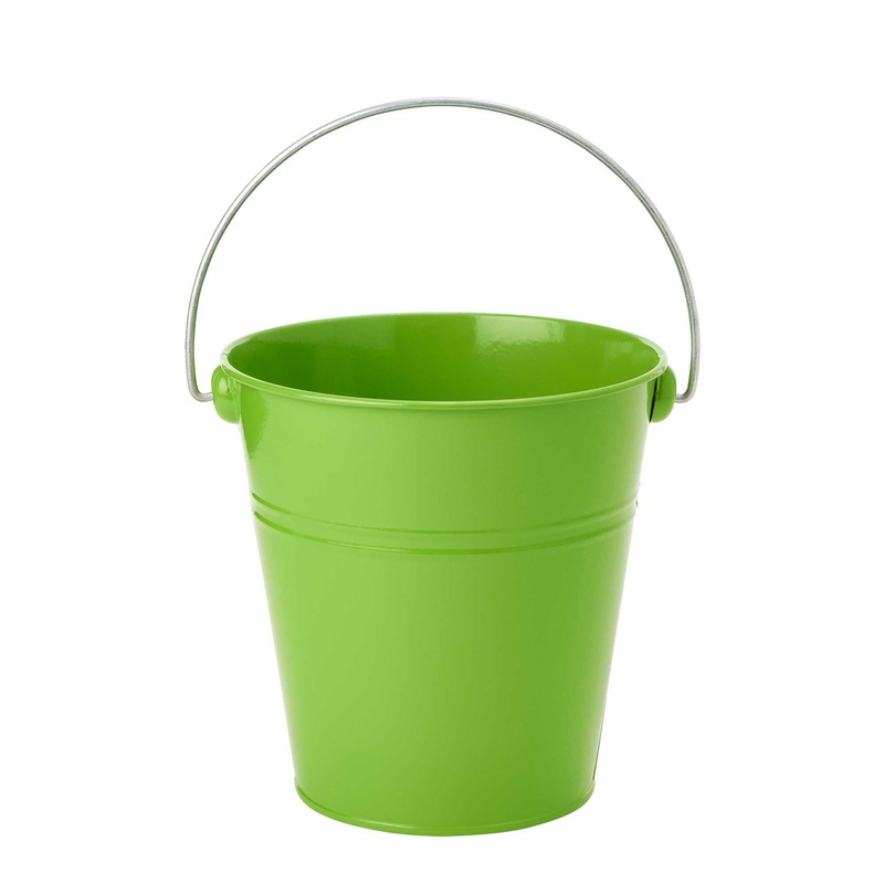 Medium Metal Pail Bucket - Apple Green