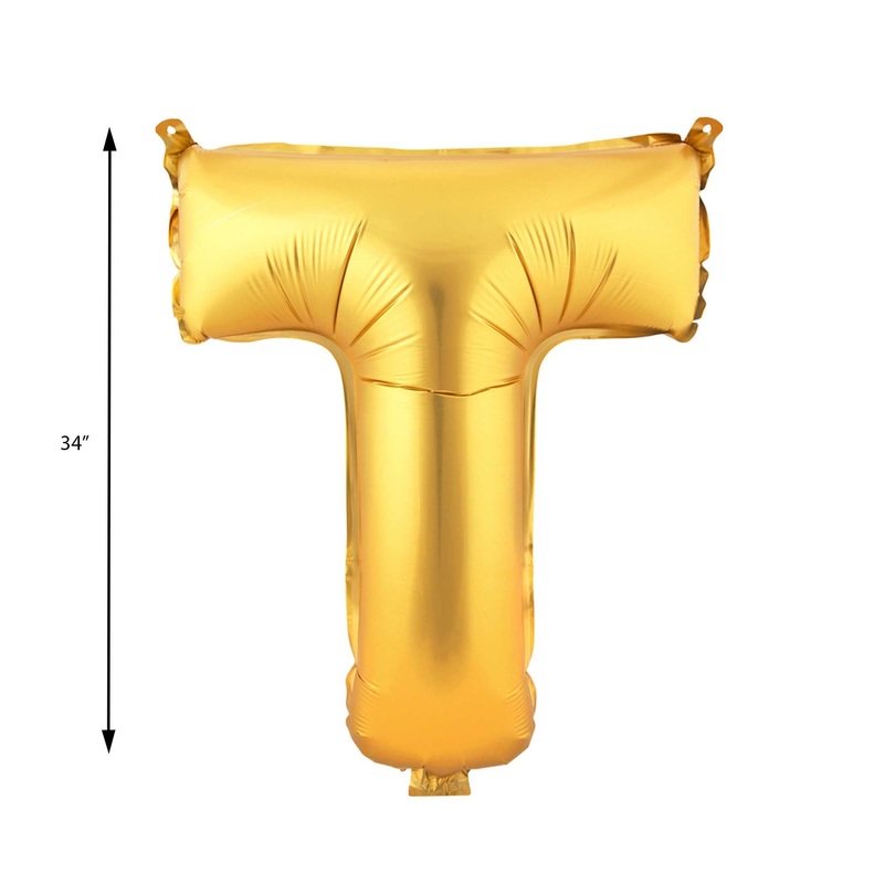 Mylar Balloon Letter T - Gold 34"
