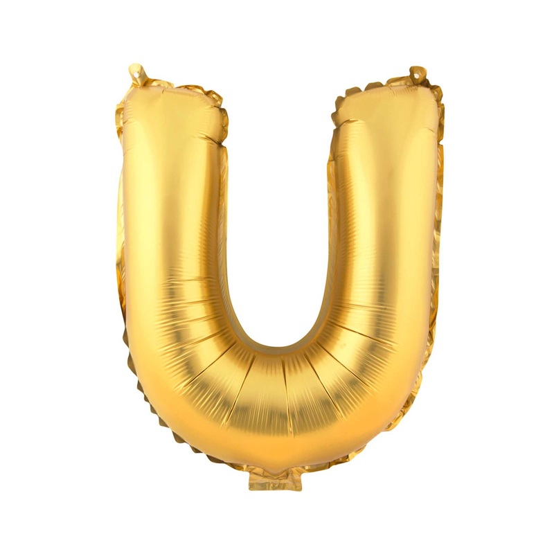Mylar Balloon Letter U - Gold 16"