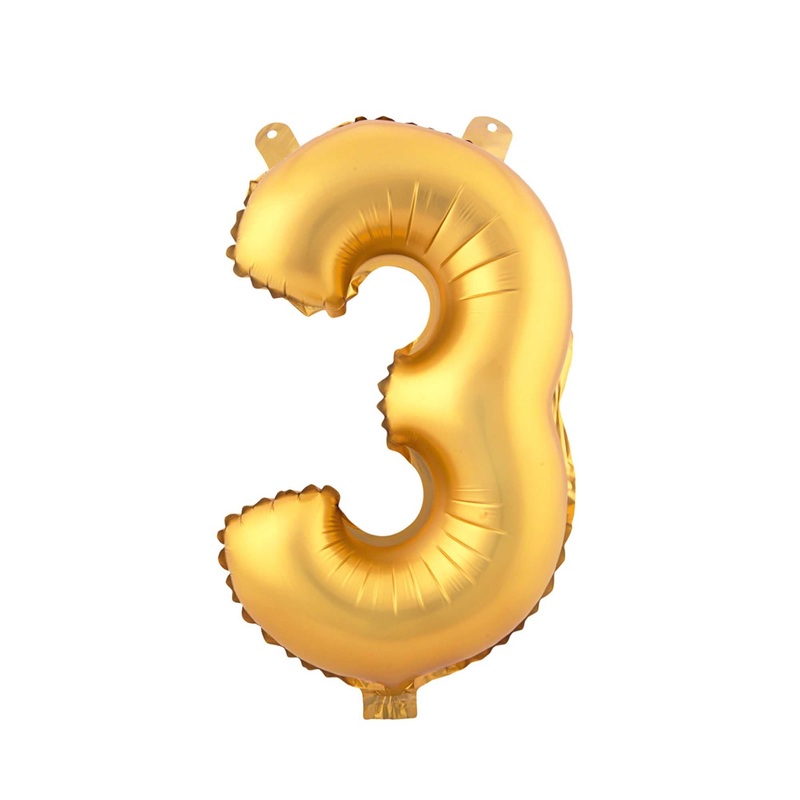Mylar Balloon Number 3 - Gold 16"