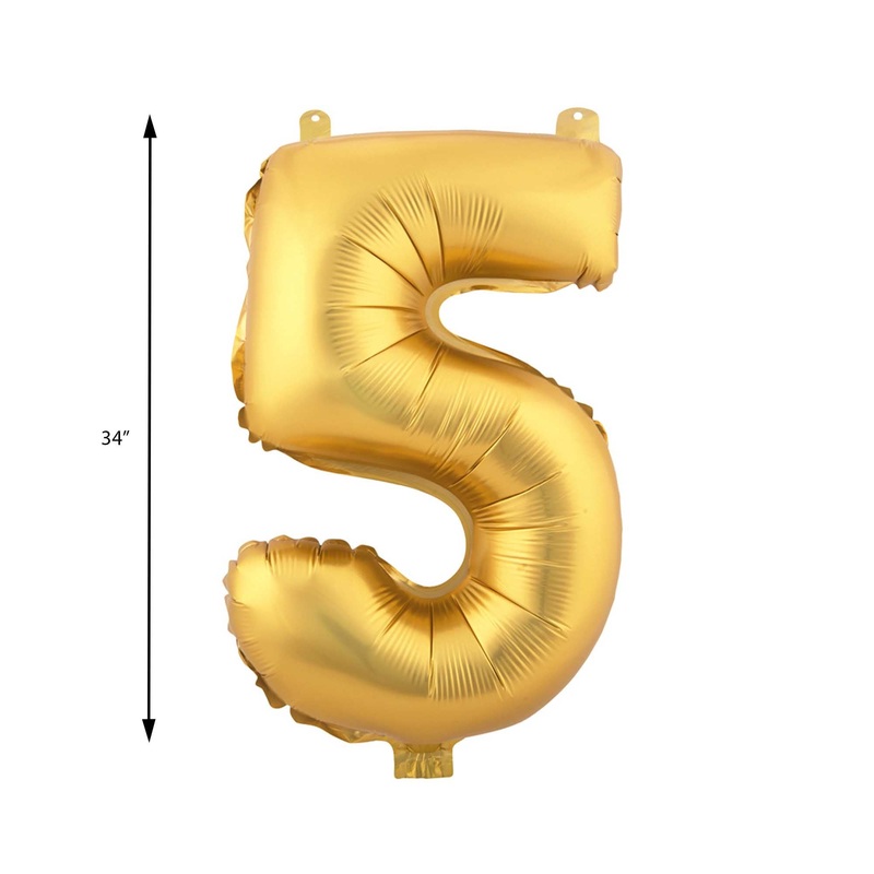 Mylar Balloon Number 5 - Gold 34"