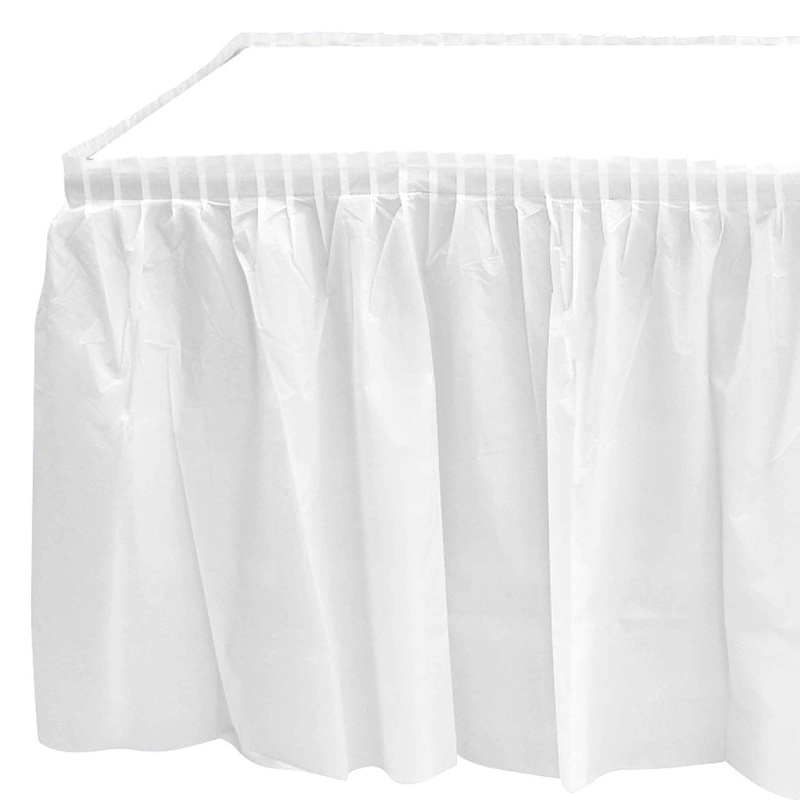 Plastic Table Skirt  29" x 14ft - Pack of 12 - White