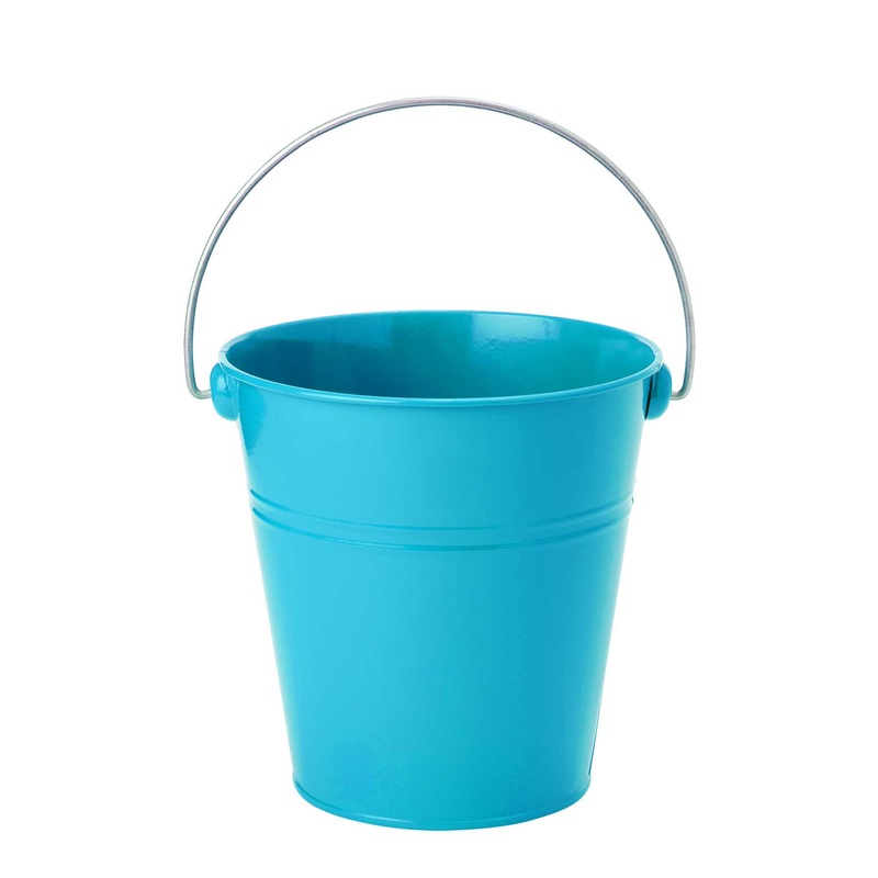 Small Metal Bucket - Turquoise Set of 6