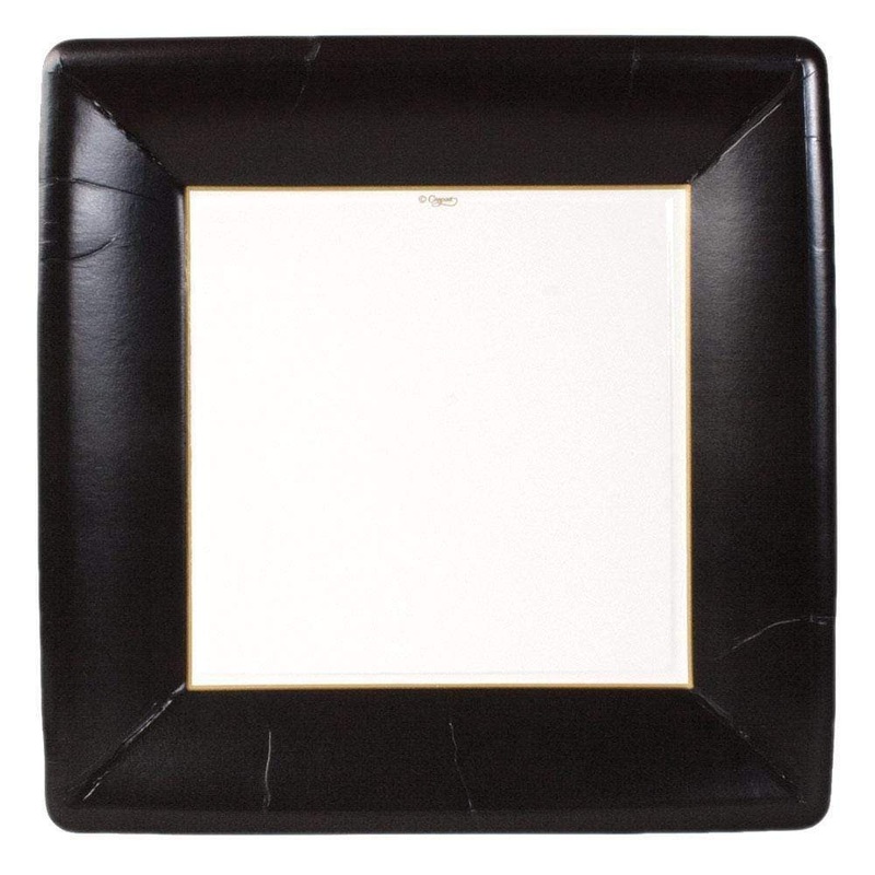 Grosgrain Black Square Paper Dinner Plates