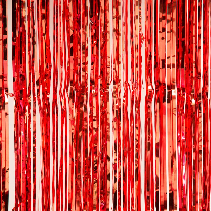 Metallic Backdrop Curtain - Red
