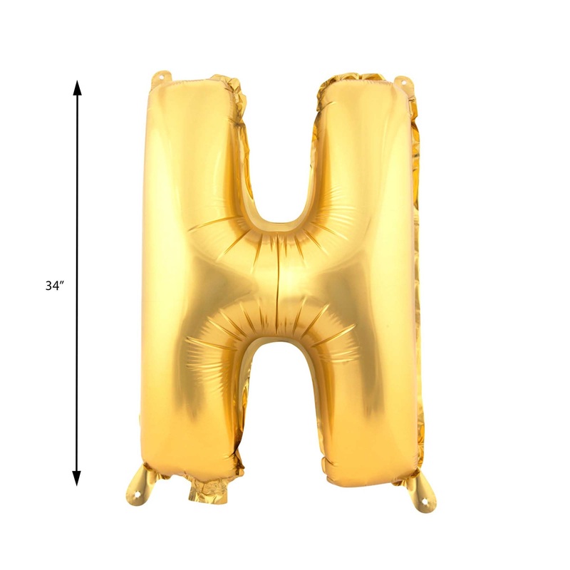 Mylar Balloon Letter H - Gold 34"
