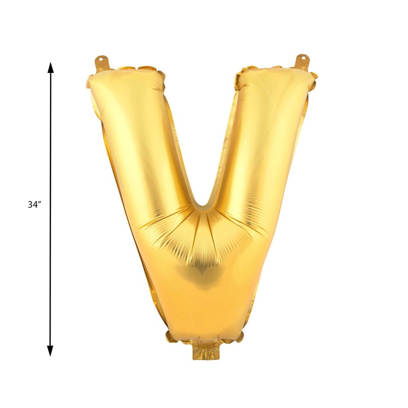 Mylar Balloon Letter V - Gold 34"