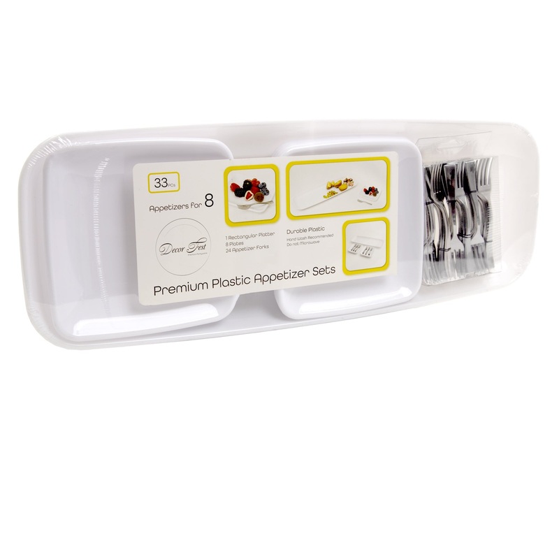 Premium Plastic Mini Appetizer & Dessert with Platter - 66 Pieces