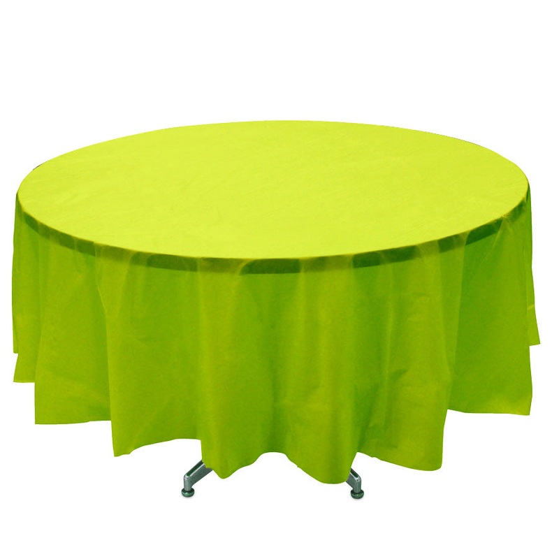Round Plastic Table Cover 84" - Apple Green - Pack of 12