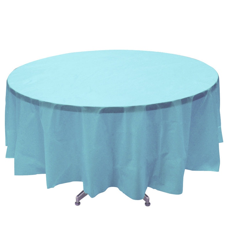 Round Plastic Table Cover 84" - Blue - Pack of 12