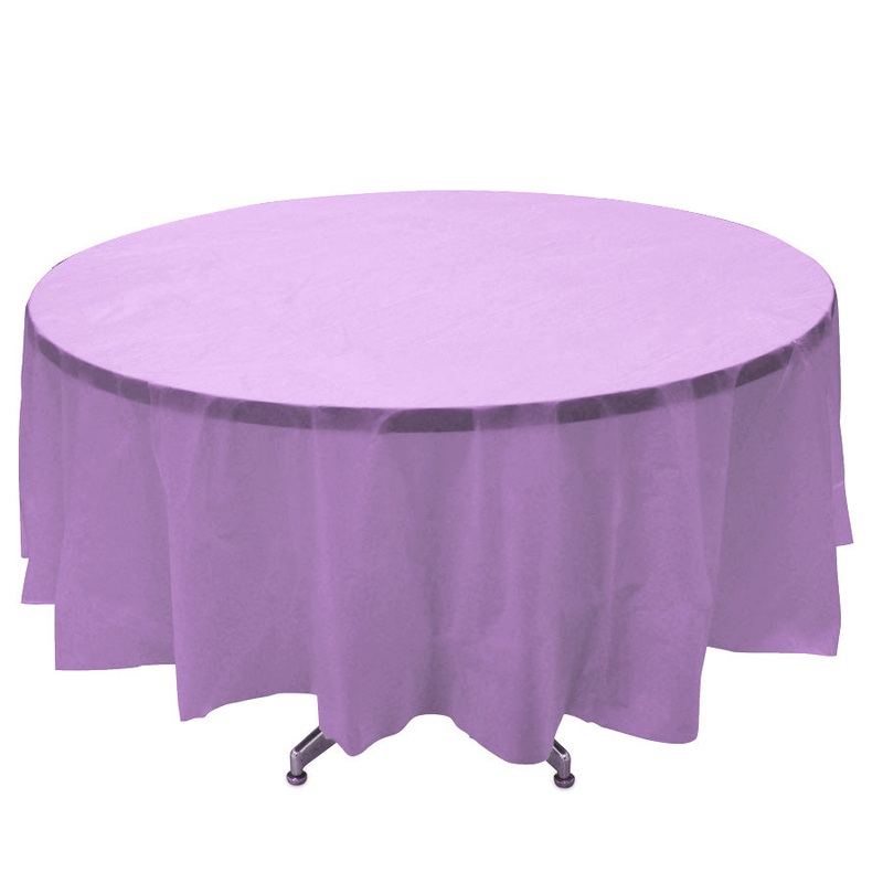 Round Plastic Table Cover 84" - Lavender - Pack of 12