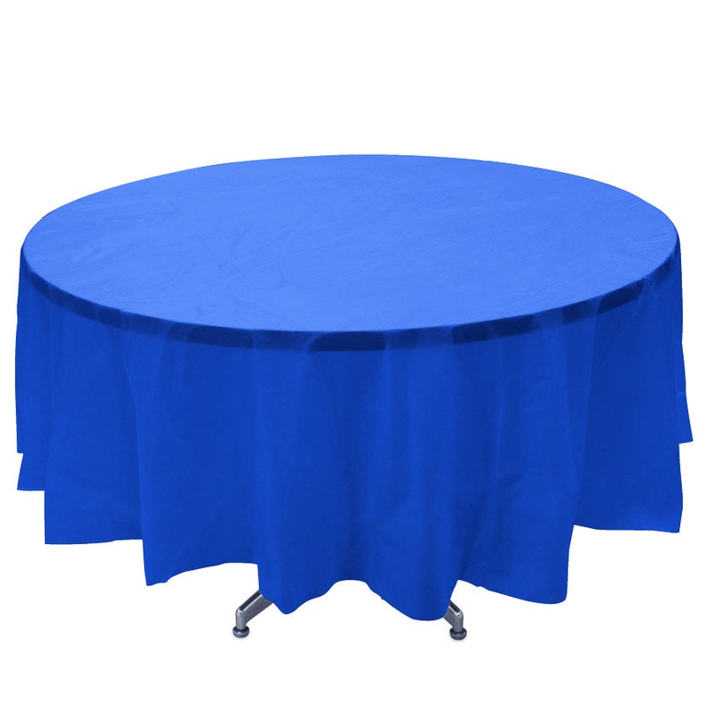 Round Plastic Table Cover 84" - Royal Blue - Pack of 12