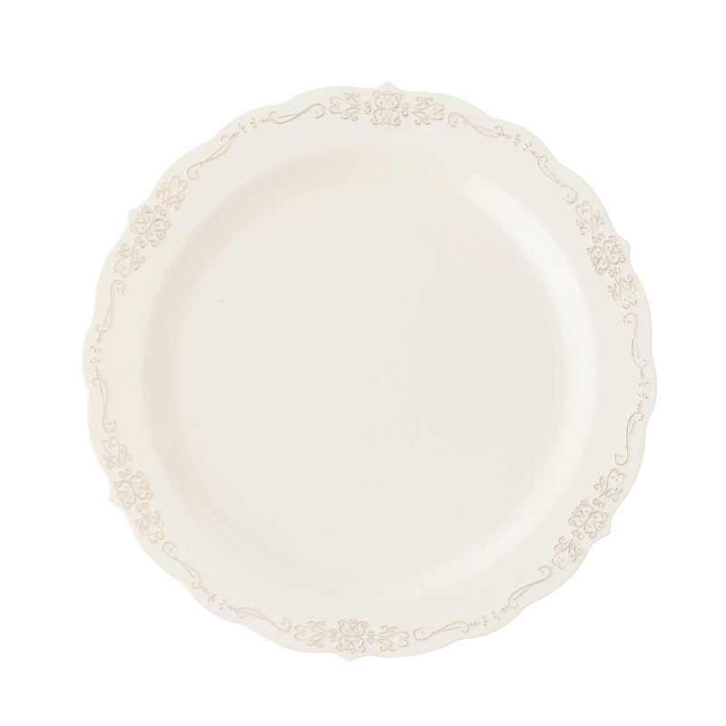Scalloped Edge Deluxe Disposable Dinner Plate - Ivory