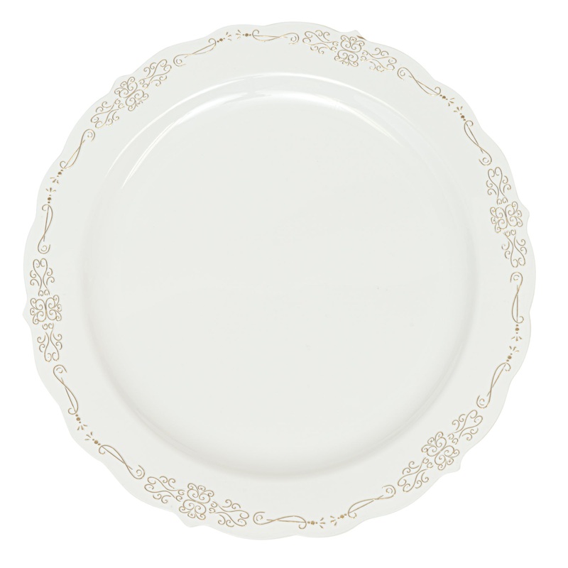 Scalloped Edge Deluxe Disposable Dinner Plate - White