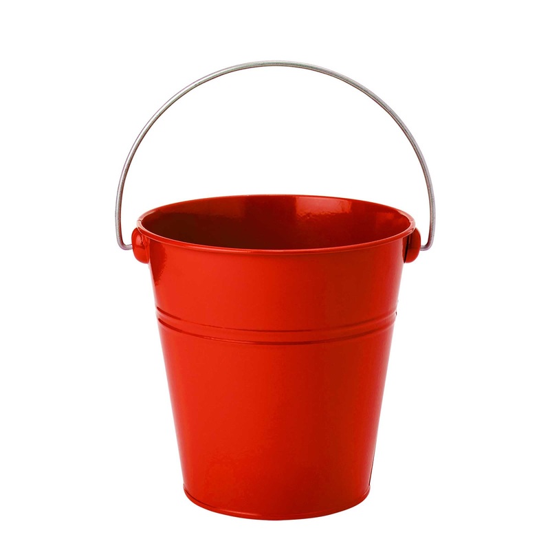 Small Metal Bucket - Red 4.25" Tall